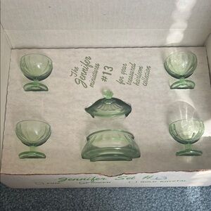 Mosser Glass Vintage Miniature Green Glassware Set